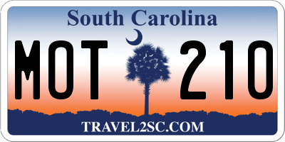SC license plate MOT210