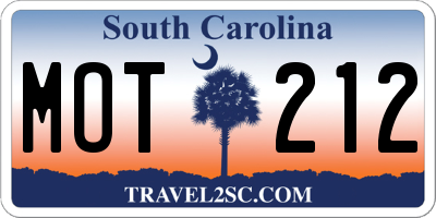 SC license plate MOT212
