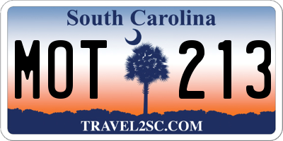 SC license plate MOT213