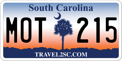 SC license plate MOT215