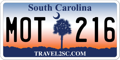 SC license plate MOT216