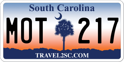 SC license plate MOT217
