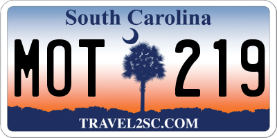 SC license plate MOT219