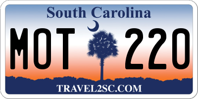 SC license plate MOT220