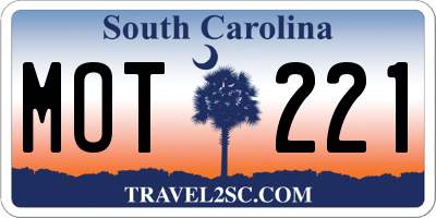 SC license plate MOT221