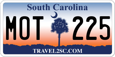 SC license plate MOT225