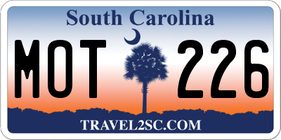 SC license plate MOT226