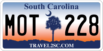 SC license plate MOT228