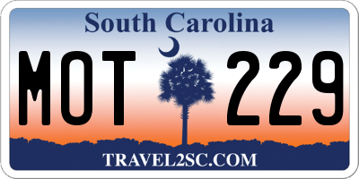 SC license plate MOT229