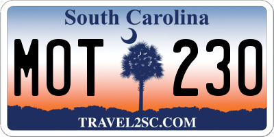 SC license plate MOT230