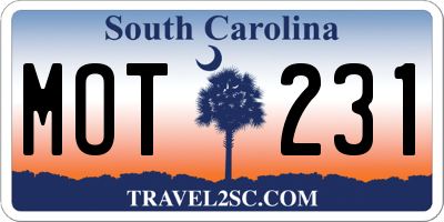 SC license plate MOT231