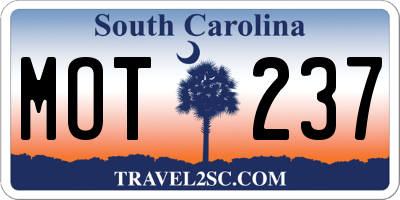 SC license plate MOT237