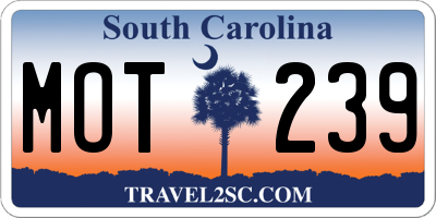 SC license plate MOT239