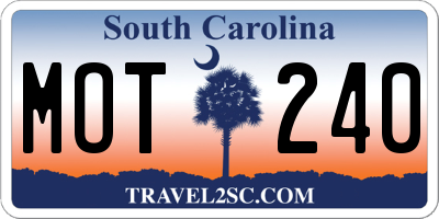 SC license plate MOT240