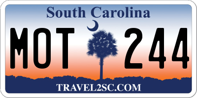 SC license plate MOT244