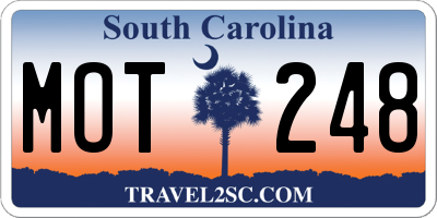 SC license plate MOT248