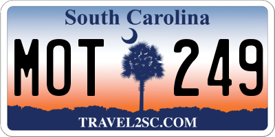 SC license plate MOT249