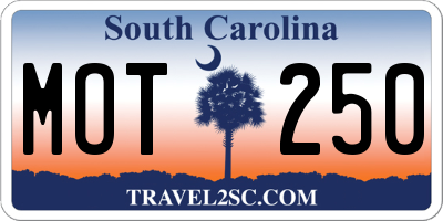 SC license plate MOT250