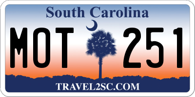 SC license plate MOT251
