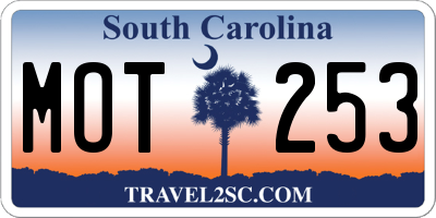 SC license plate MOT253
