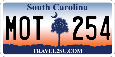 SC license plate MOT254