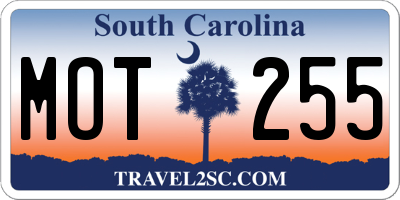 SC license plate MOT255