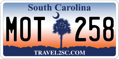 SC license plate MOT258
