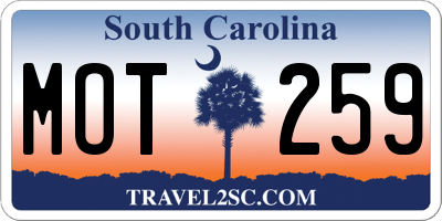 SC license plate MOT259