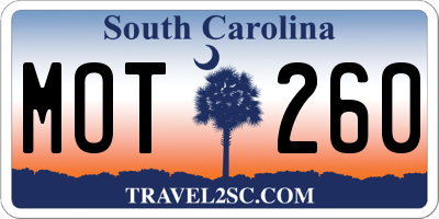 SC license plate MOT260