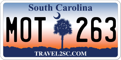 SC license plate MOT263
