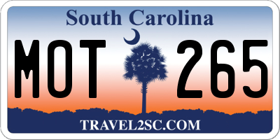 SC license plate MOT265