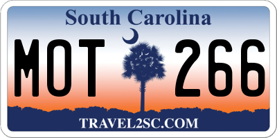 SC license plate MOT266