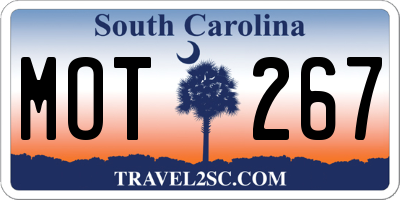 SC license plate MOT267
