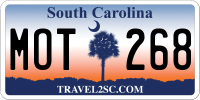 SC license plate MOT268