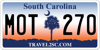 SC license plate MOT270