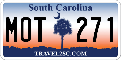SC license plate MOT271
