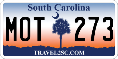 SC license plate MOT273