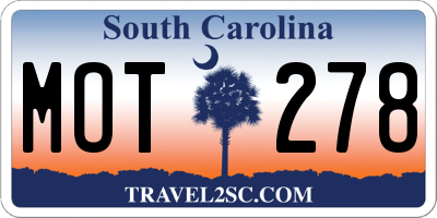 SC license plate MOT278