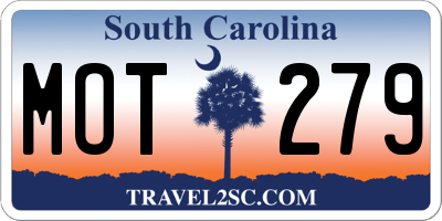 SC license plate MOT279