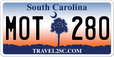 SC license plate MOT280