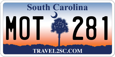 SC license plate MOT281