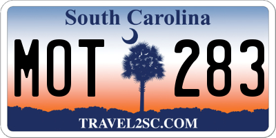 SC license plate MOT283