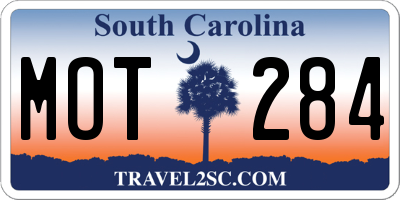 SC license plate MOT284