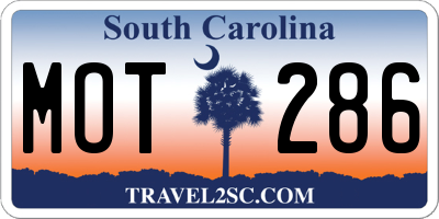 SC license plate MOT286