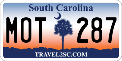 SC license plate MOT287