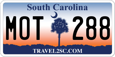 SC license plate MOT288