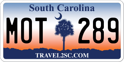 SC license plate MOT289