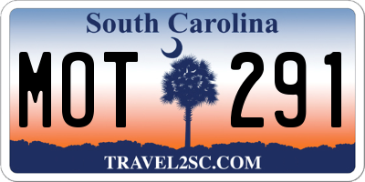 SC license plate MOT291