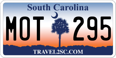 SC license plate MOT295
