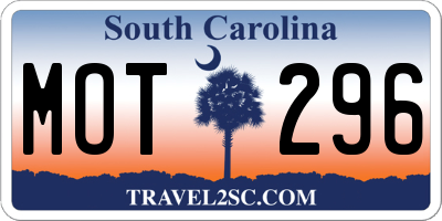 SC license plate MOT296